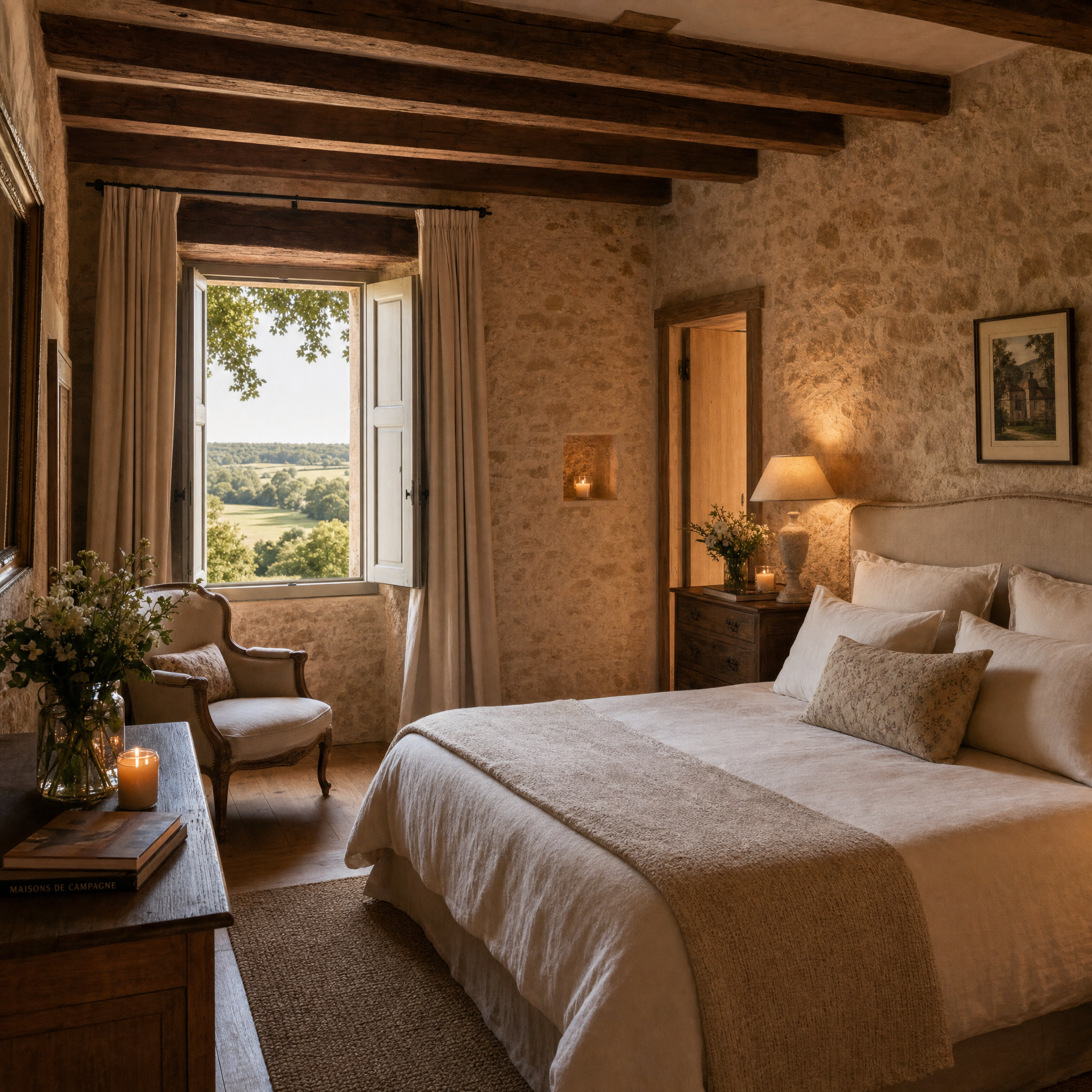 A villa bedroom interior with floor-to-ceiling glazing, showcasing the private, serene accommodations.